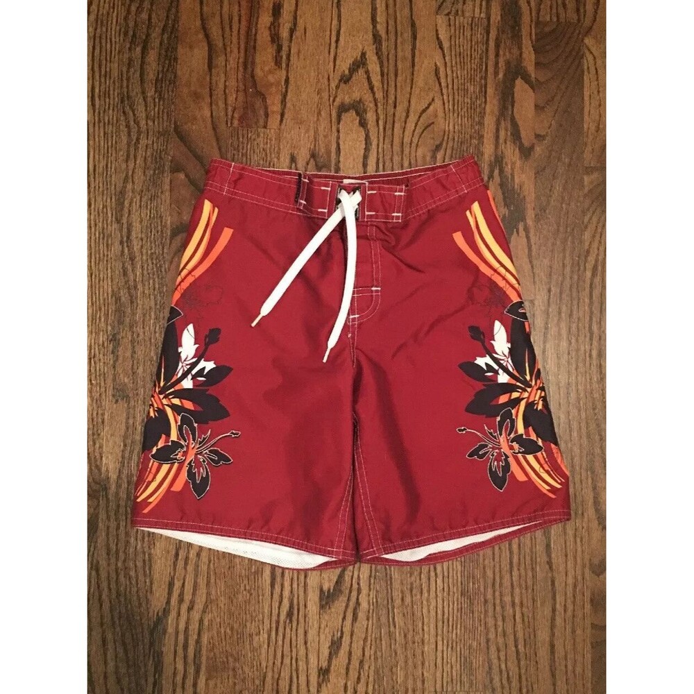 Boys Old Navy Maroon Board Short Swim Suit Trunks - Size Small